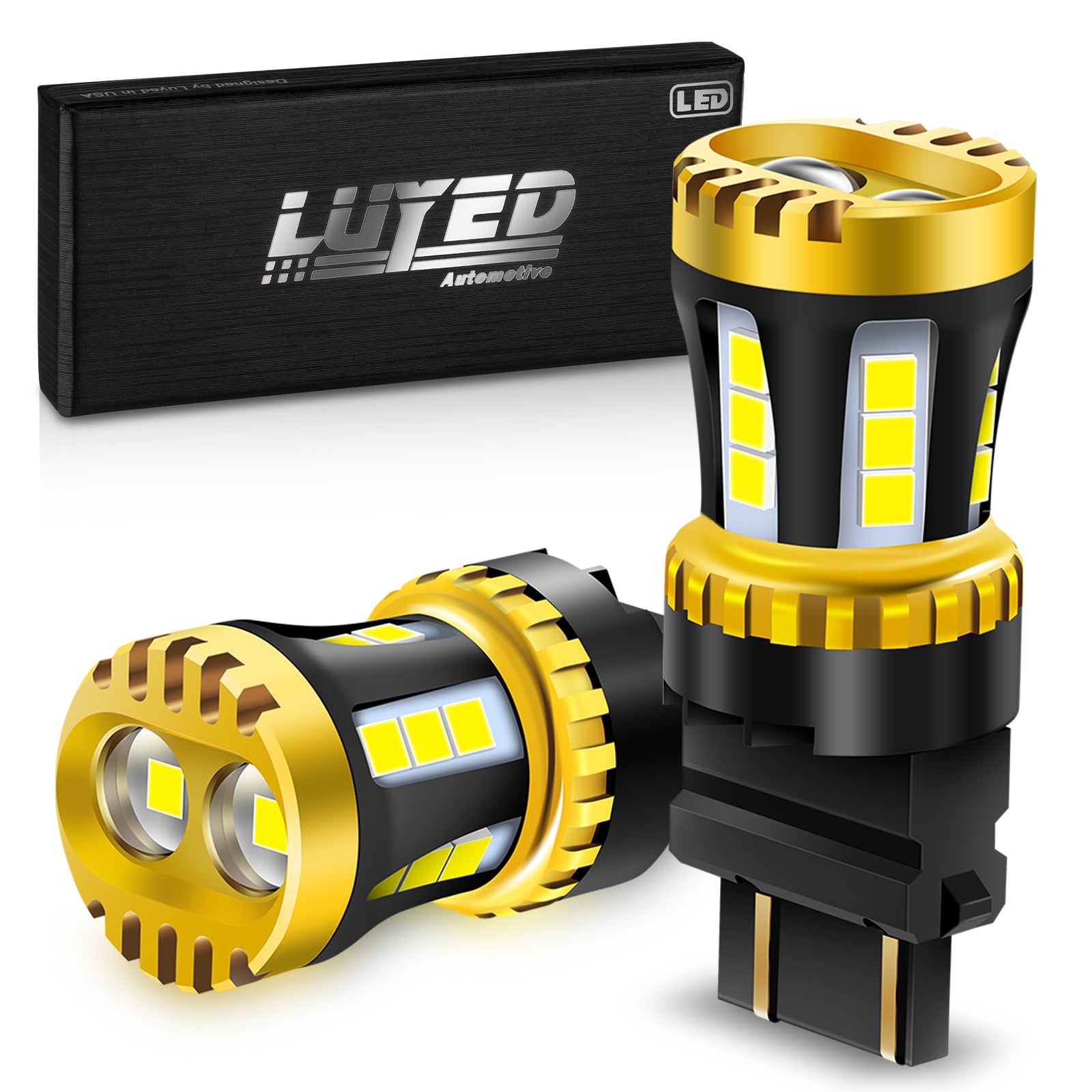 LUYED 3157 3156 LED Bulb White Reverse Lights 3056 3057 4157 LED Light Bulb with Projector for Tail light Backup light DRL Brake Parking Turn Signal Lights,Pack of 2