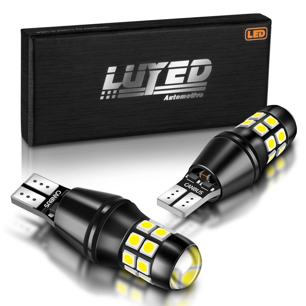 912 921 LED Bulbs Reverse Lights Xenon White 2200 Lumens Extremely Bright Canbus Error Free W16W T15 906  with Lens for Tail Backup Lights, Pack of 2