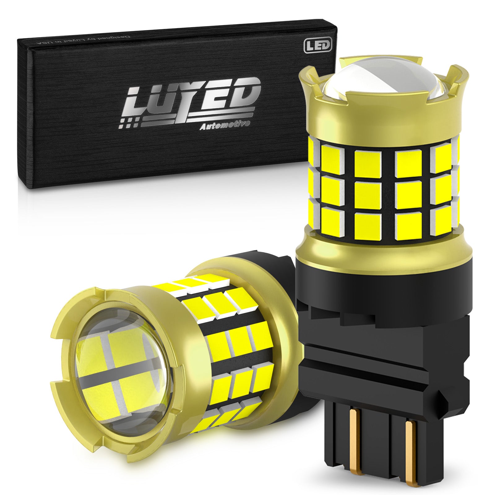 LUYED 3157 3156 LED Bulb White Backup Reverse Light 600% Brighter 2000LM Super Bright, 3056 3057 4157 4156 LED Replacement with Projector Lens for Turn Signal Tail Brake Lights, Pack of 2