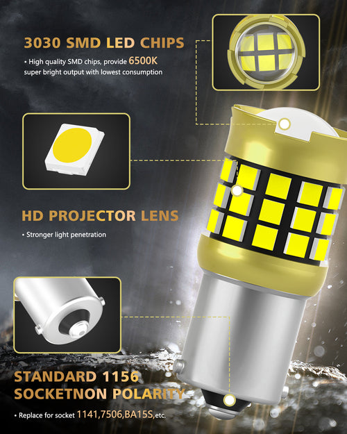 LUYED 1156 7506 LED Bulb White Backup Reverse Light 600% Brighter 2000LM Super Bright, BA15S P21W LED Replacement with Projector Lens for Turn Signal Tail Brake Lights, Pack of 2