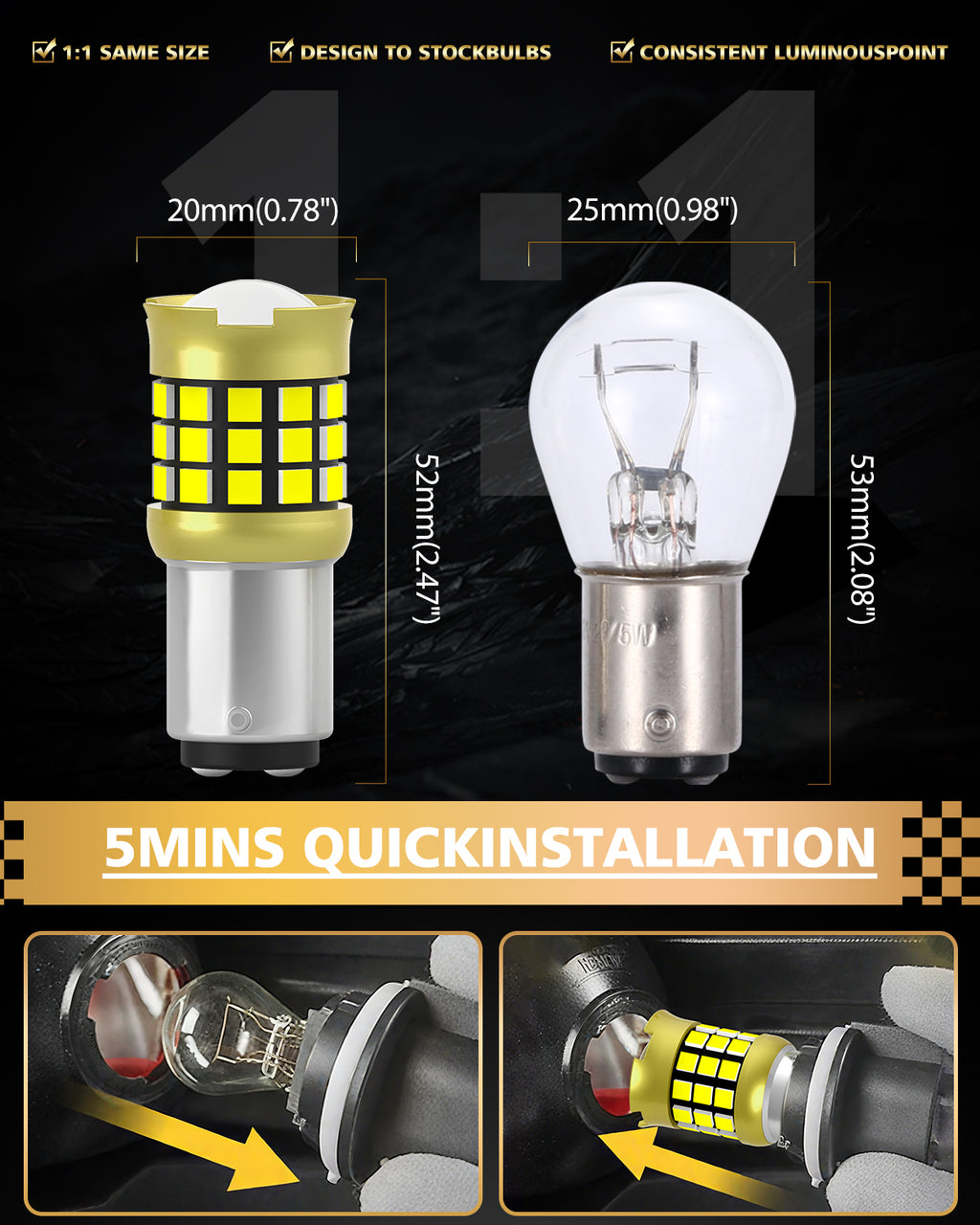 LUYED 1157 BAY15D LED Bulb White Backup Reverse Light 600% Brighter 2000LM Super Bright, 2057 2357 7528 LED Replacement with Projector Lens for Turn Signal Tail Brake Lights, Pack of 2