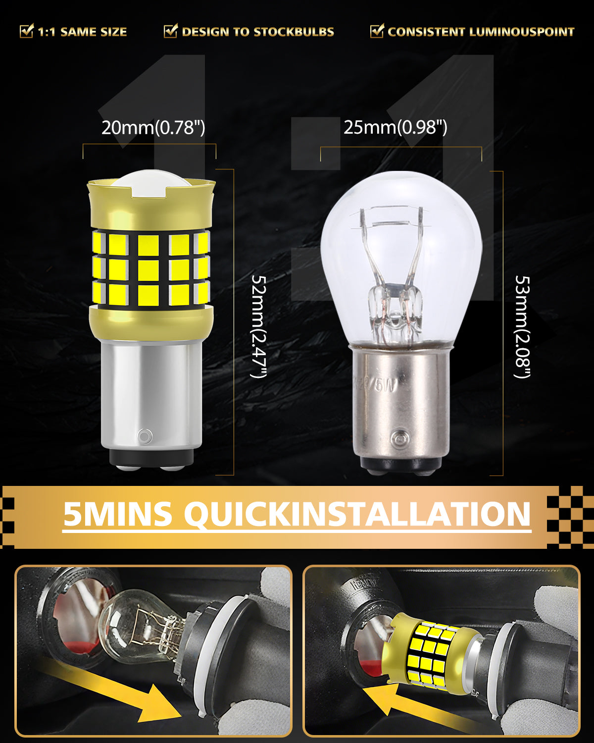 LUYED 1157 BAY15D LED Bulb White Backup Reverse Light 600% Brighter 2000LM Super Bright, 2057 2357 7528 LED Replacement with Projector Lens for Turn Signal Tail Brake Lights, Pack of 2