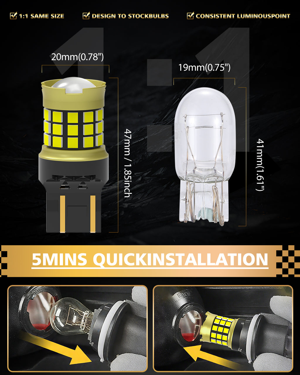 LUYED 7440 7443 LED Bulb White Backup Reverse Light 600% Brighter 2000LM Super Bright, T20 7441 7444 LED Replacement with Projector Lens for Turn Signal Tail Brake Lights, Pack of 2