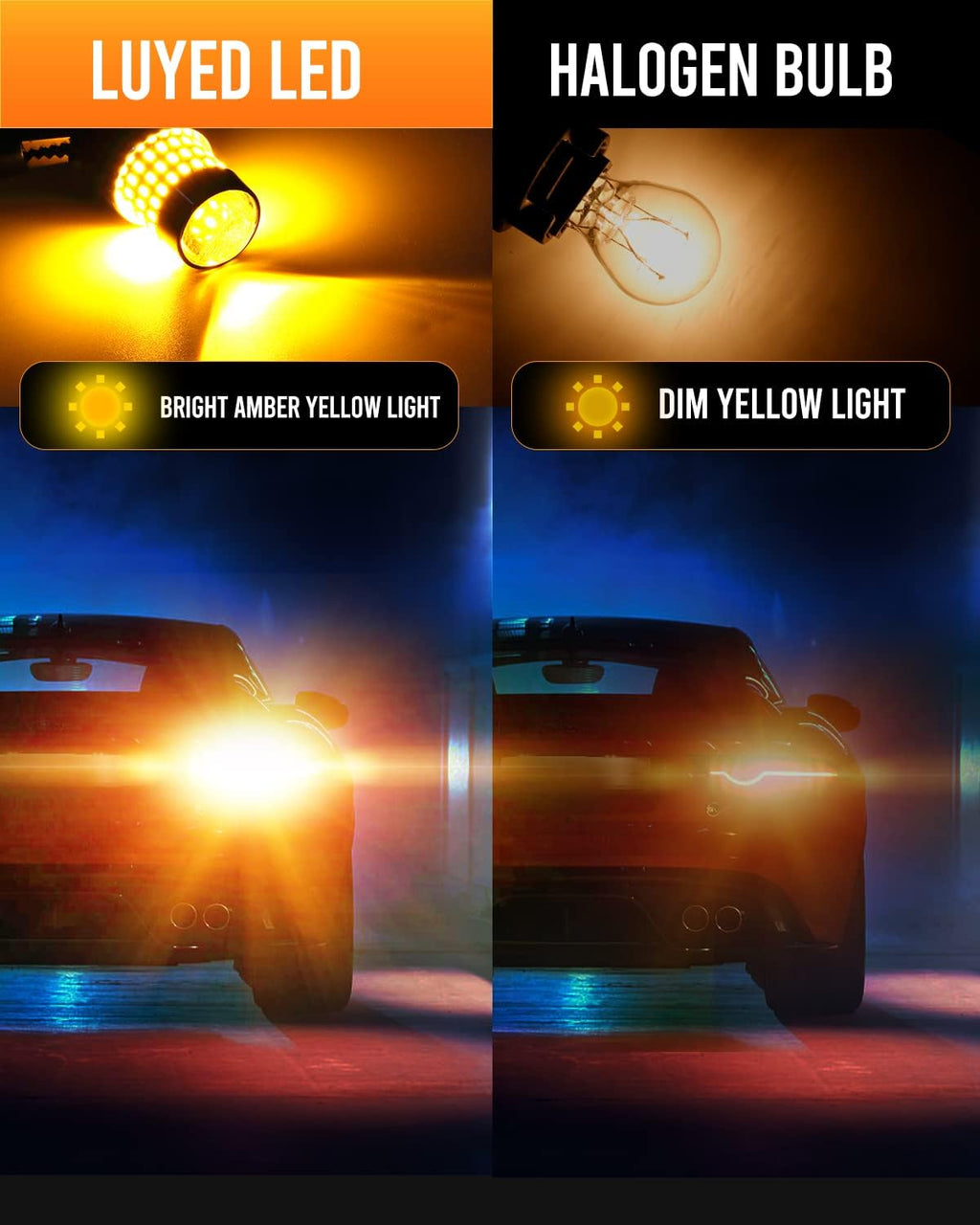 LUYED 3157 3156 LED Bulbs Reverse Light Xenon White & Amber Yellow & Red  Super Bright 78 SMD 3056 3156 3057 4157 LED Bulbs,Used for Back Up Reverse Lights,Brake Lights,Tail Lights,Turn Signal Lights,Pack of 2