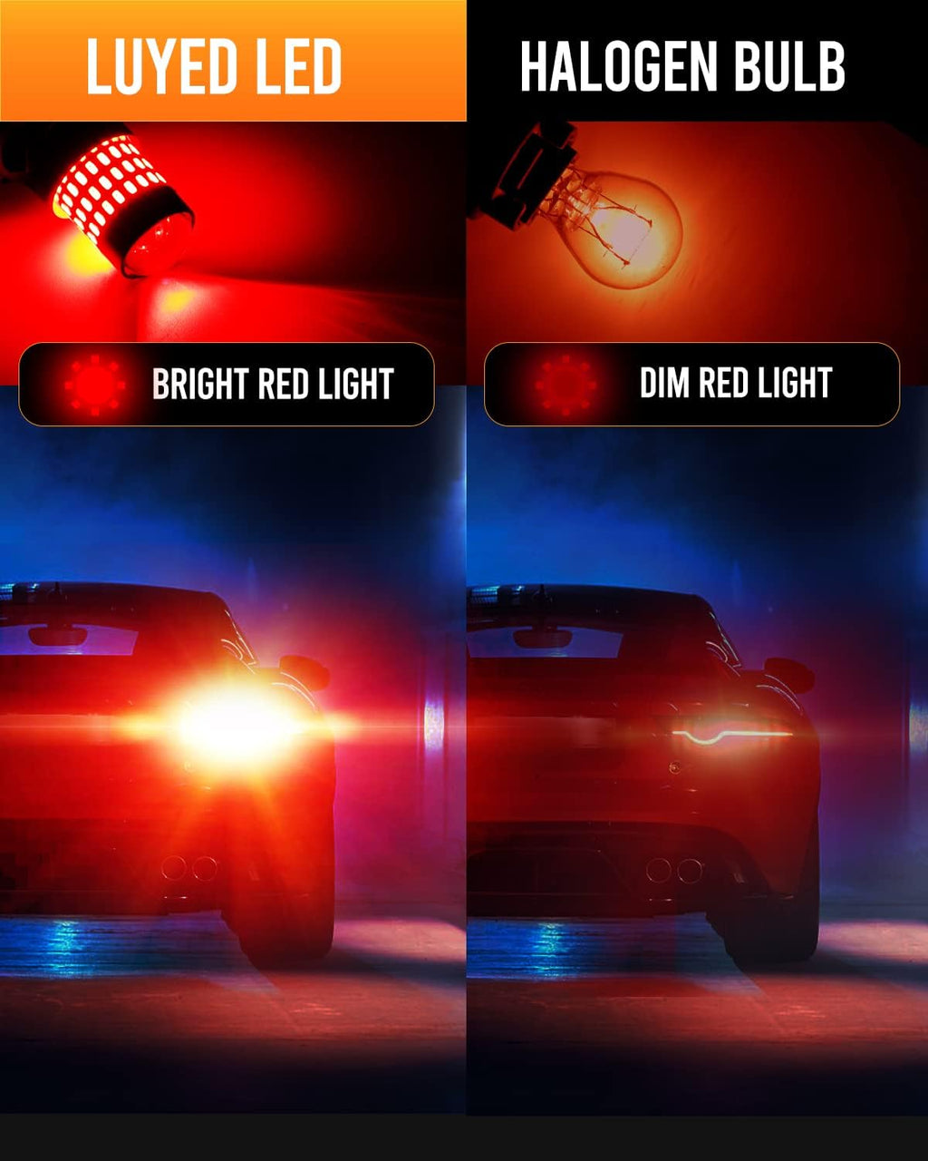 LUYED 3157 3156 LED Bulbs Reverse Light Xenon White & Amber Yellow & Red  Super Bright 78 SMD 3056 3156 3057 4157 LED Bulbs,Used for Back Up Reverse Lights,Brake Lights,Tail Lights,Turn Signal Lights,Pack of 2