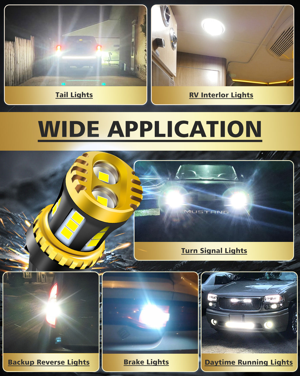 LUYED 3157 3156 LED Bulb White Reverse Lights 3056 3057 4157 LED Light Bulb with Projector for Tail light Backup light DRL Brake Parking Turn Signal Lights,Pack of 2