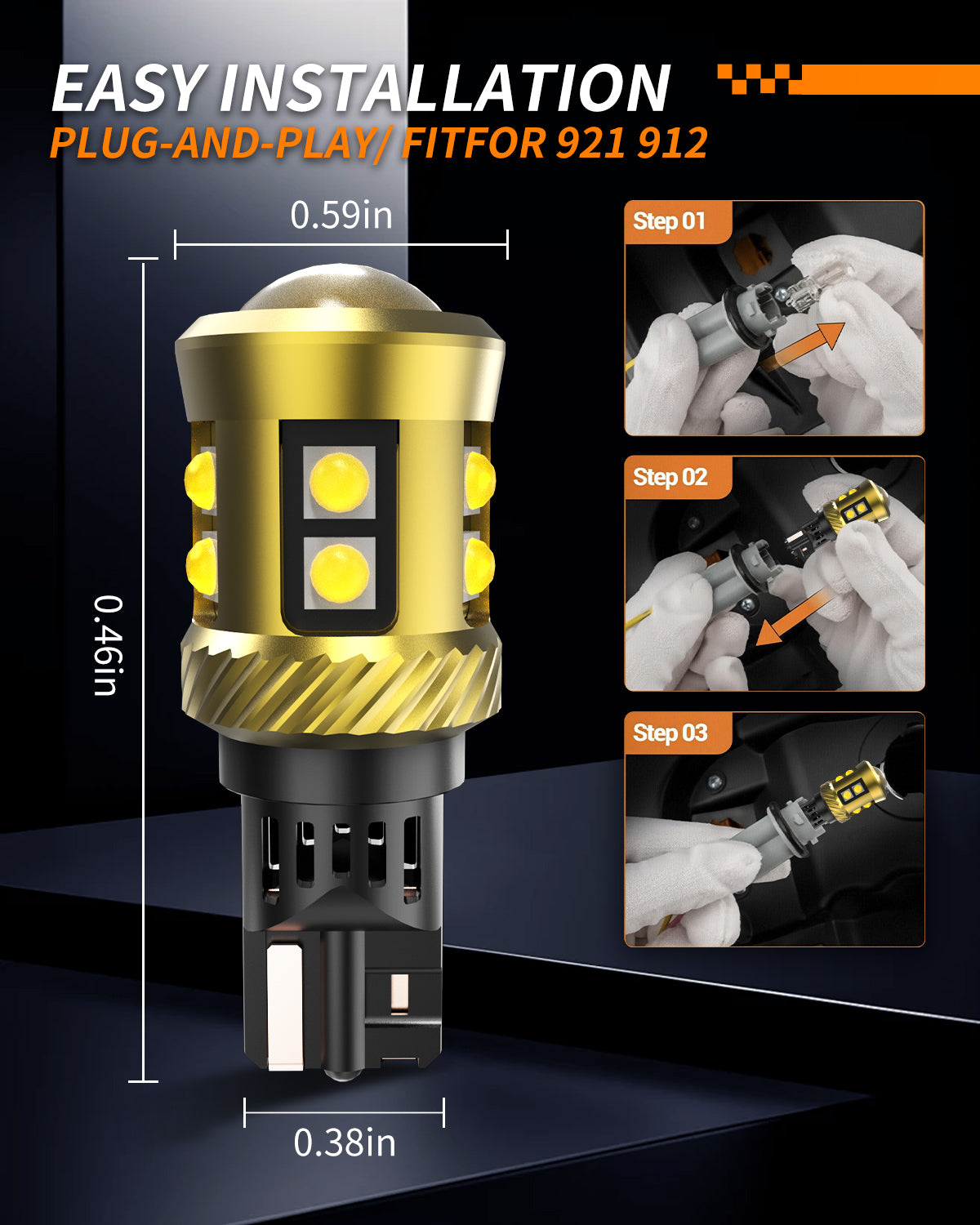 LUYED 921 LED Bulb for Backup Light Reverse Lights High Power 3030 11-SMD Chipsets 600% Brighter 6500K White,Canbus Error Free T15 906 922 W16W Exterior Light Bulbs(Pack of 2)