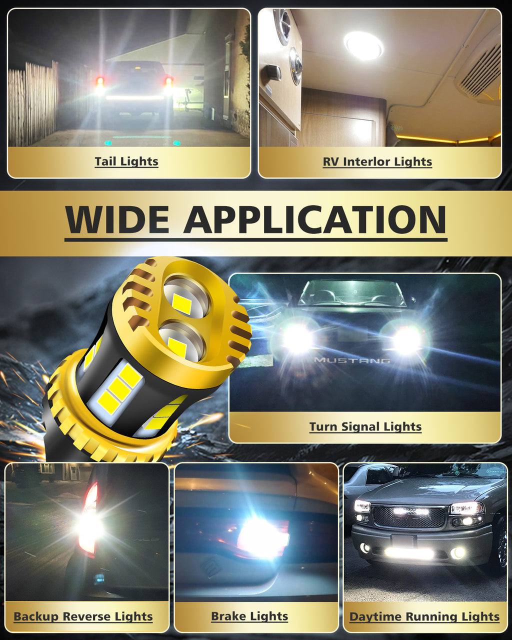 LUYED 7443 LED Bulb White Reverse Lights T20 7440 7444 LED Light Bulb with Projector for Tail Light Backup Light DRL Brake Parking Turn Signal Lights,Pack of 2
