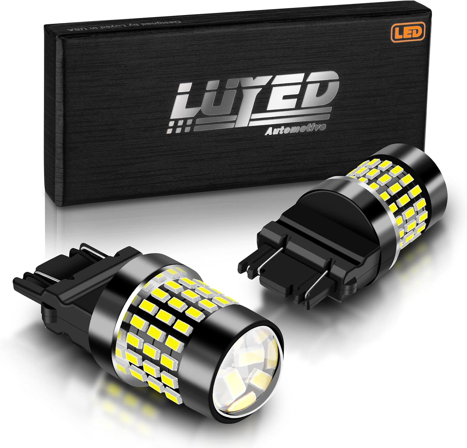 LUYED 3157 3156 LED Bulbs Reverse Light Xenon White & Amber Yellow & Red  Super Bright 78 SMD 3056 3156 3057 4157 LED Bulbs,Used for Back Up Reverse Lights,Brake Lights,Tail Lights,Turn Signal Lights,Pack of 2