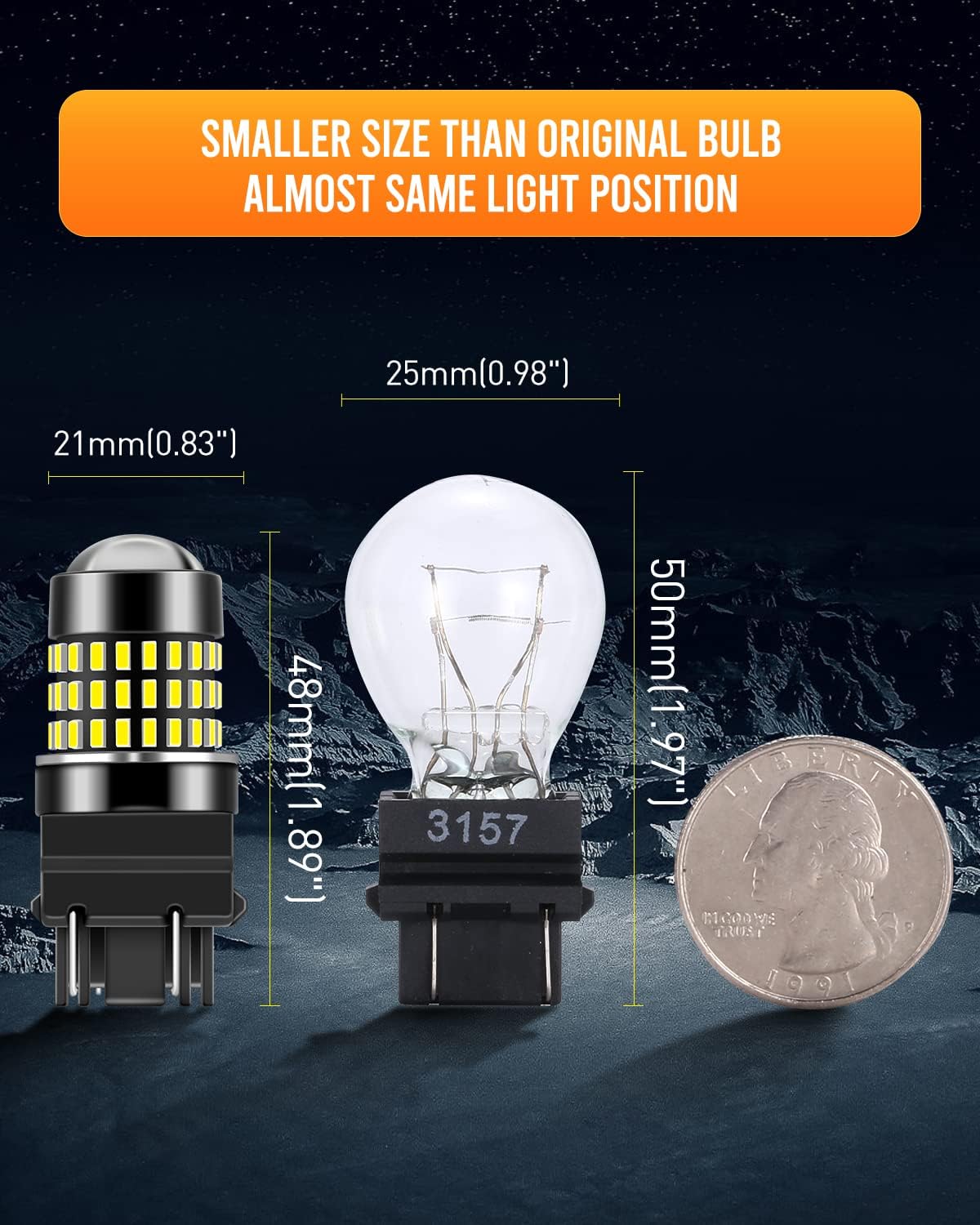 LUYED 3157 3156 LED Bulbs Reverse Light Xenon White & Amber Yellow & Red  Super Bright 78 SMD 3056 3156 3057 4157 LED Bulbs,Used for Back Up Reverse Lights,Brake Lights,Tail Lights,Turn Signal Lights,Pack of 2