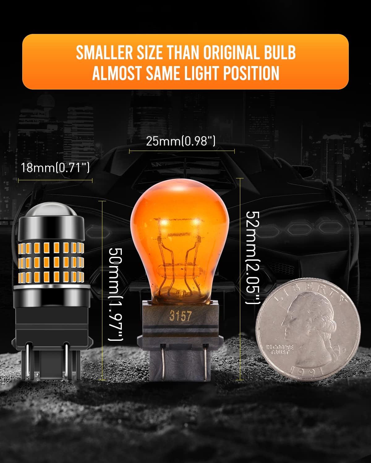 LUYED 3157 3156 LED Bulbs Reverse Light Xenon White & Amber Yellow & Red  Super Bright 78 SMD 3056 3156 3057 4157 LED Bulbs,Used for Back Up Reverse Lights,Brake Lights,Tail Lights,Turn Signal Lights,Pack of 2