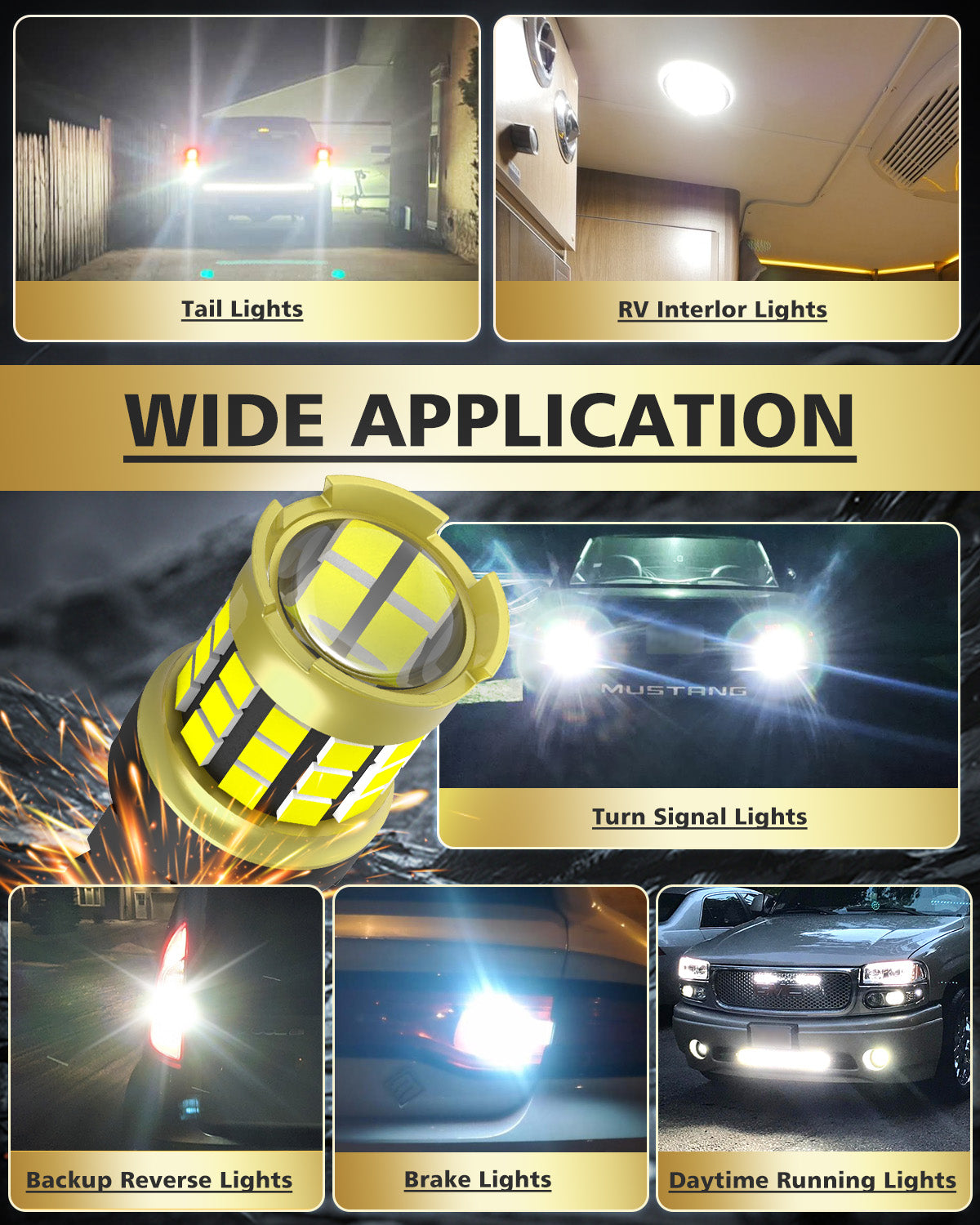 LUYED 3157 3156 LED Bulb White Backup Reverse Light 600% Brighter 2000LM Super Bright, 3056 3057 4157 4156 LED Replacement with Projector Lens for Turn Signal Tail Brake Lights, Pack of 2