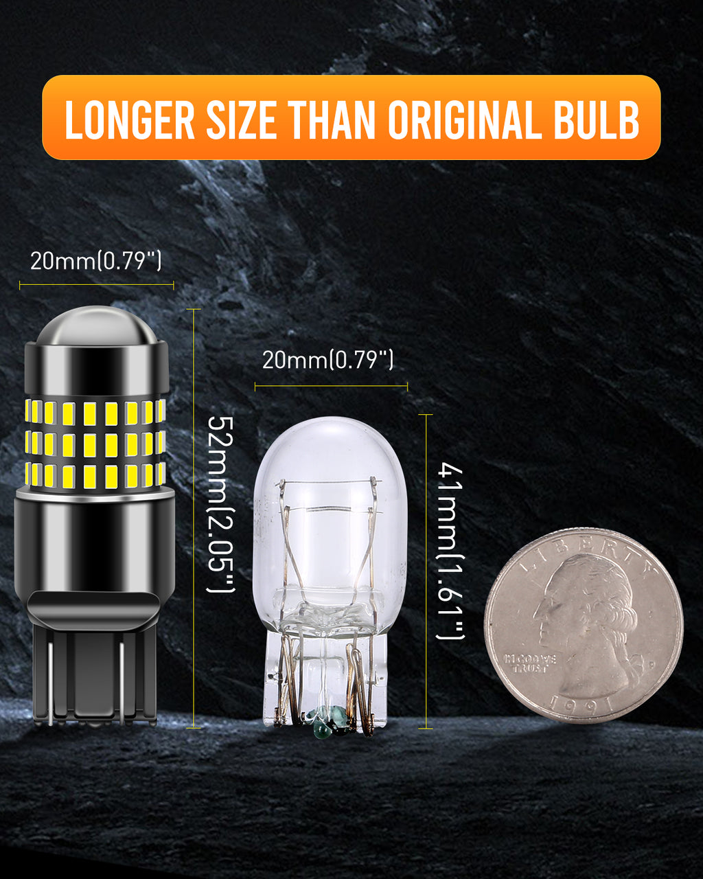 7443 7440 LED Bulb Reverse Lights Xenon White 400% Brighter 7441 7444 992 LED Bulb with Projector for Turn Signal Brake Parking Lights,Pack of 2