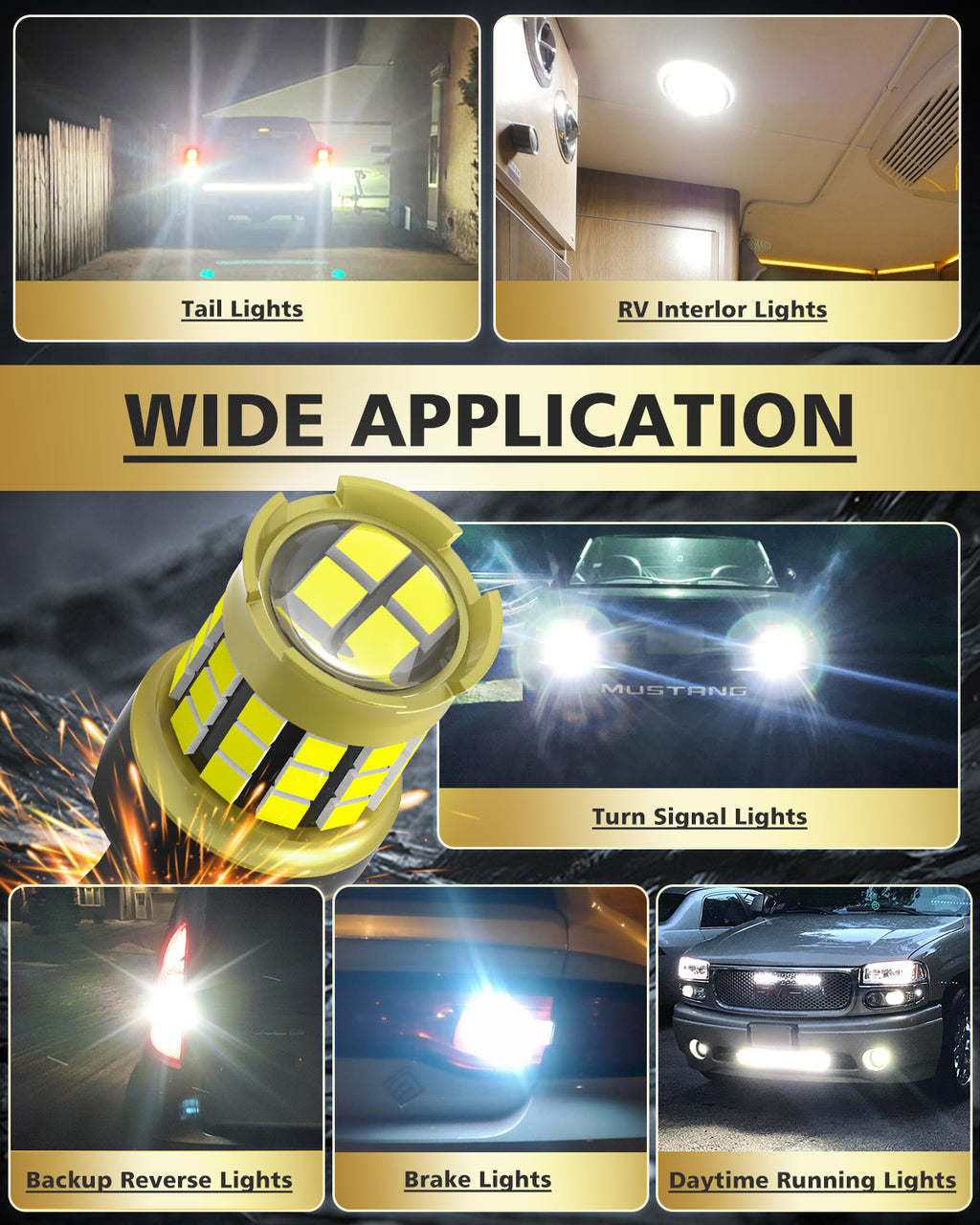 LUYED 7440 7443 LED Bulb White Backup Reverse Light 600% Brighter 2000LM Super Bright, T20 7441 7444 LED Replacement with Projector Lens for Turn Signal Tail Brake Lights, Pack of 2