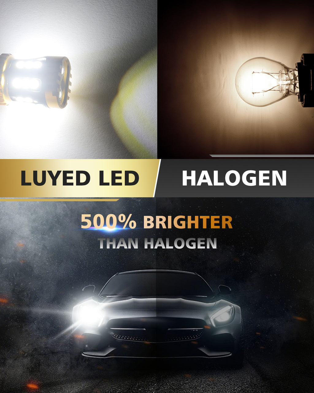 LUYED 3157 3156 LED Bulb White Reverse Lights 3056 3057 4157 LED Light Bulb with Projector for Tail light Backup light DRL Brake Parking Turn Signal Lights,Pack of 2