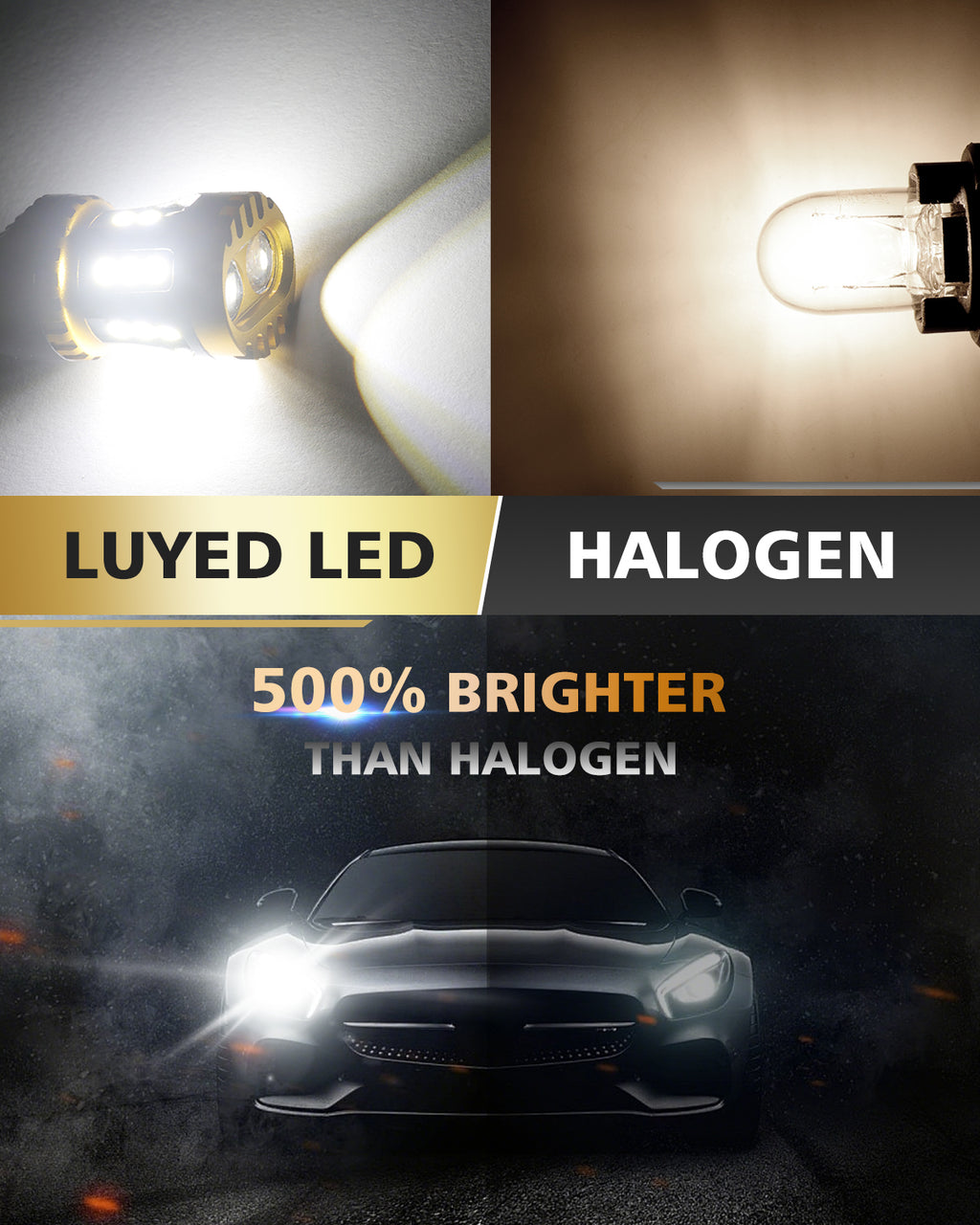LUYED 7443 LED Bulb White Reverse Lights T20 7440 7444 LED Light Bulb with Projector for Tail Light Backup Light DRL Brake Parking Turn Signal Lights,Pack of 2