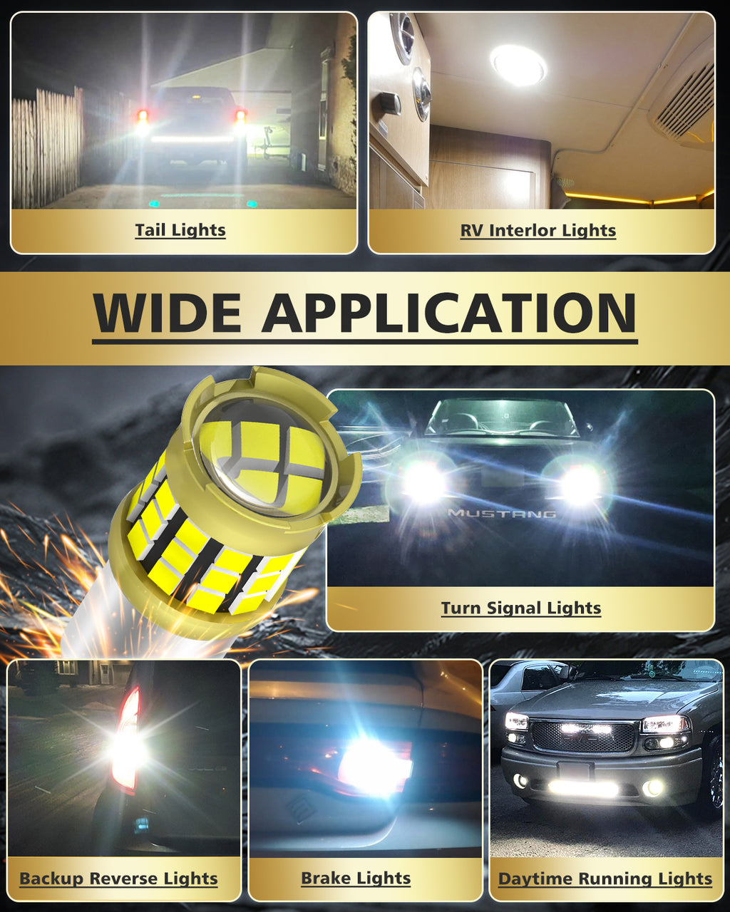 LUYED 1156 7506 LED Bulb White Backup Reverse Light 600% Brighter 2000LM Super Bright, BA15S P21W LED Replacement with Projector Lens for Turn Signal Tail Brake Lights, Pack of 2