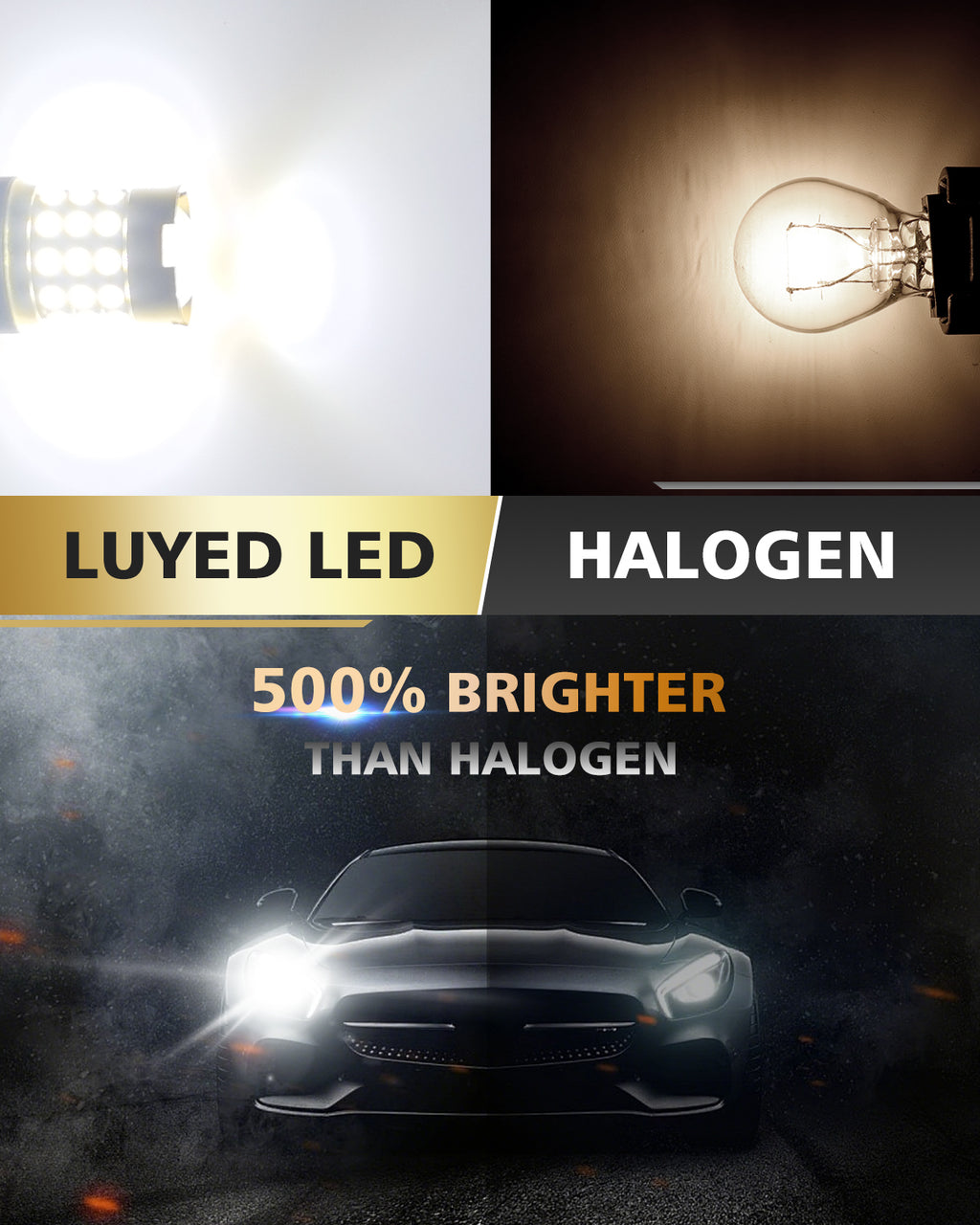 LUYED 3157 3156 LED Bulb White Backup Reverse Light 600% Brighter 2000LM Super Bright, 3056 3057 4157 4156 LED Replacement with Projector Lens for Turn Signal Tail Brake Lights, Pack of 2