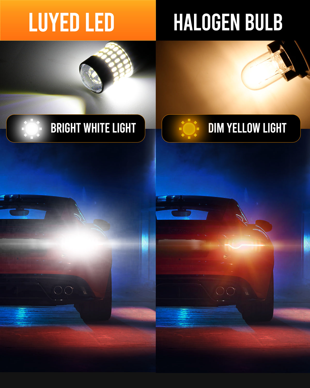 7443 7440 LED Bulb Reverse Lights Xenon White 400% Brighter 7441 7444 992 LED Bulb with Projector for Turn Signal Brake Parking Lights,Pack of 2